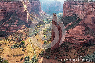 Spider Rock at sunrise, Canyon de Chelly, Arizona Stock Photo