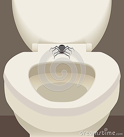 Spider On Toilet Seat Vector Illustration