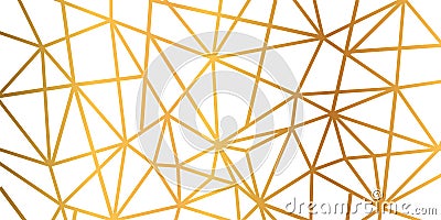 Spider web background, gold foil wire triangles geometric seamless mosaic repeat pattern background - vector Vector Illustration