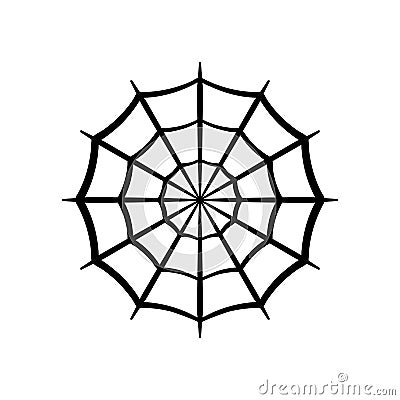 Spider web icon. Circle cobweb vector silhouette. Spiderweb clip art. Flat vector illustration. Vector Illustration