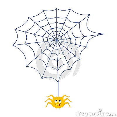 The spider and the web. Insect. Animation. Vector Illustration