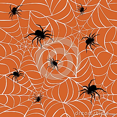 Spiders on Webs Vector Illustration