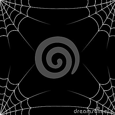 Spiderweb web vector frame. White web in the corner on black background. Cobweb elements for Halloween design and banners Vector Illustration