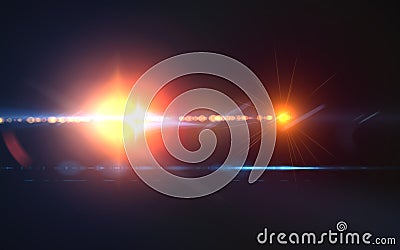 Spike ball whit streak digital red lens flare in black background horizontal Stock Photo