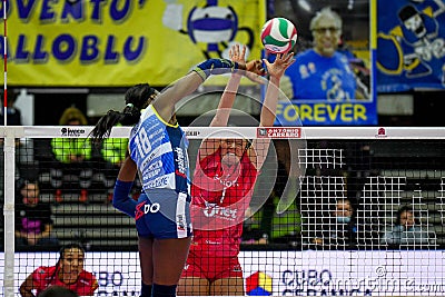 Volleyball Italian Serie A1 Women match - Imoco Volley Conegliano vs Unet E-Work Busto Arsizio Editorial Stock Photo