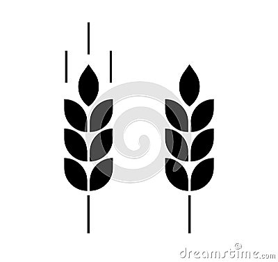 Bread grain. Spike wheat. Wheat logo. Icon bakery. Stalk oat, barley, corn, rye, malt, bran, millet, maize, rice, beer. Vector Illustration