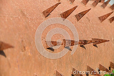 Spikes texture, spike metal rusty aged surface Stock Photo