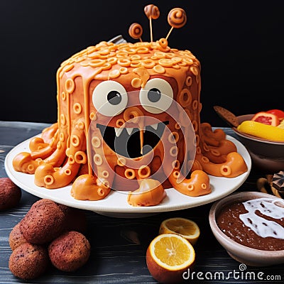 Spiky Mounds A Unique Octopus Theme Scones Face Cake Stock Photo