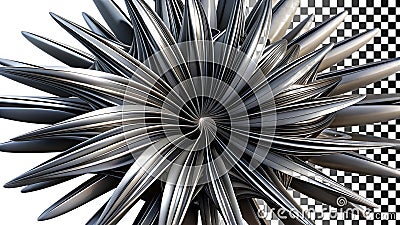 Spiky silver sphere, abstract 3D shape, modern design, and metallic element png transparent image Generative AI Stock Photo