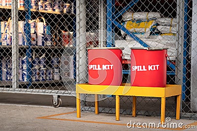 Spill kit containment boxes in industry. Stock Photo