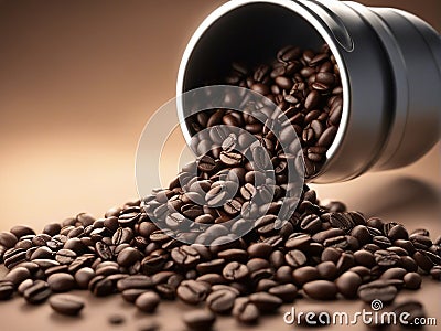 coffee, grain, metal, container, aromatic,created using AI artificial intelligence Stock Photo