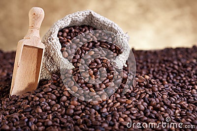 Spilled coffee sack Stock Photo