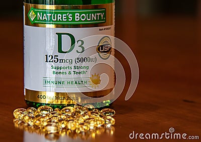 Nature`s Bounty D3 Vitamin Editorial Stock Photo