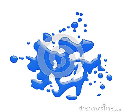 Spilled nail Polish on white background. Drops of liquid nail Polish. Classic Blue Stock Photo