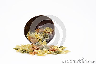 Spilled pasta bowl Stock Photo