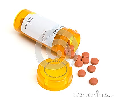 Spilled Pill Bottle Isolated Stock Photo