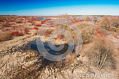 Spills Of River In Spring Season. Sunny Spring Day. Beautiful Landscape Stock Photo