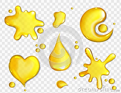 Spills of yellow juice or oil top view Vector Illustration