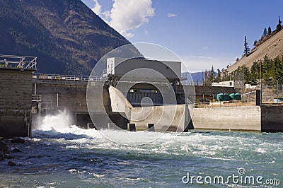 Spillway and turbulent water Stock Photo