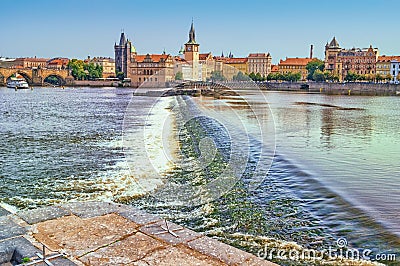 Spillway on Vltava River, Prague, Czech Republic Stock Photo