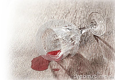 Spilt wine from a glass Stock Photo