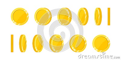 Spin gold coin. Vector Illustration