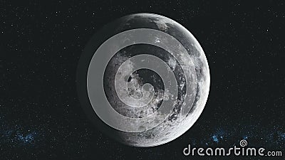 Spin moon orbit motion milky way galaxy background Stock Photo