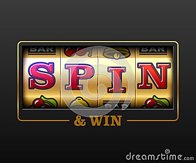 Spin and Win on slot machine Vector Illustration