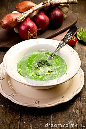 Spinach Cream Soup Stock Photo