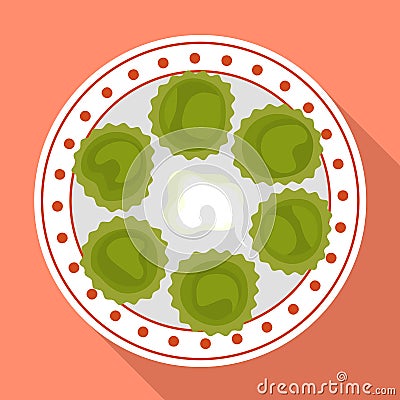 Spinach cupcake icon, flat style Vector Illustration