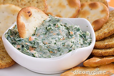 Spinach Dip & Crackers Stock Photo