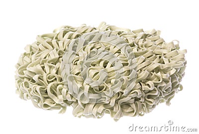 Spinach Dried Noodles Isolated Stock Photo