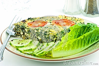 Spinach and feta cheese quiche Stock Photo