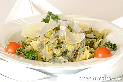 Spinach fussili Stock Photo