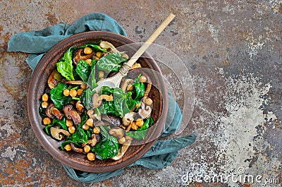 Spinach and mushroom salad Stock Photo