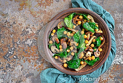 Spinach and mushroom salad Stock Photo