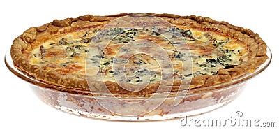 Spinach, Mushroom and Shallot Quiche Stock Photo