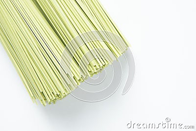 Spinach noodles Stock Photo