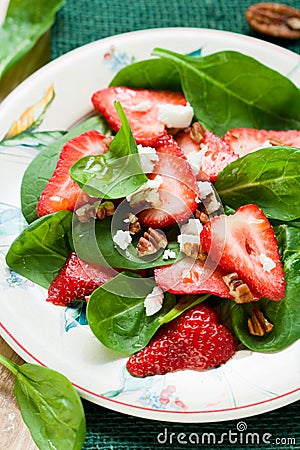 Spinach salad with strawberries Stock Photo