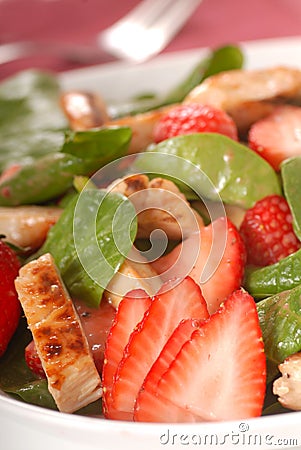 Spinach and strawberry salad Stock Photo