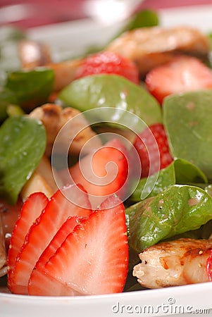Spinach and strawberry salad Stock Photo