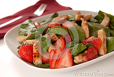 Spinach and strawberry salad Stock Photo