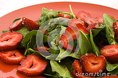 Spinach and Strawberry Salad Stock Photo