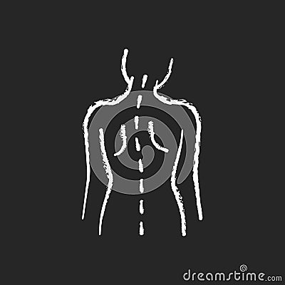 Spinal abnormalities chalk white icon on black background Vector Illustration