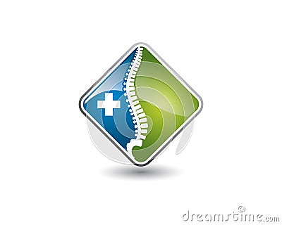 Spine clinic chiropractic square glossy application icon online Vector Illustration