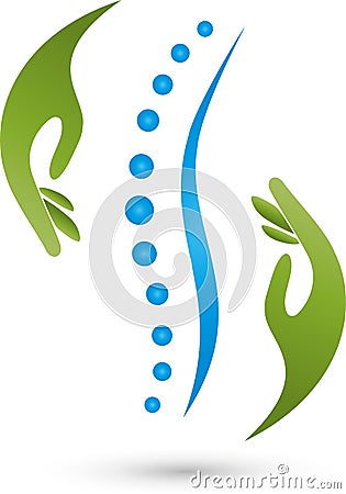 Spine and hands, physiotherapy and naturopathic logo Stock Photo