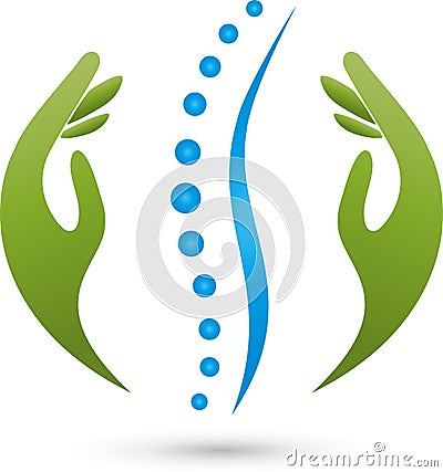 Spine and hands, physiotherapy and naturopathic logo Stock Photo