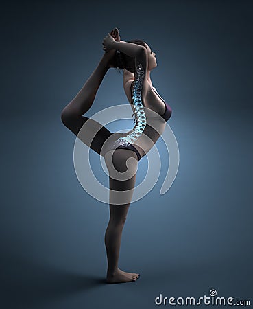 Spine highlight, yoga posture Stock Photo