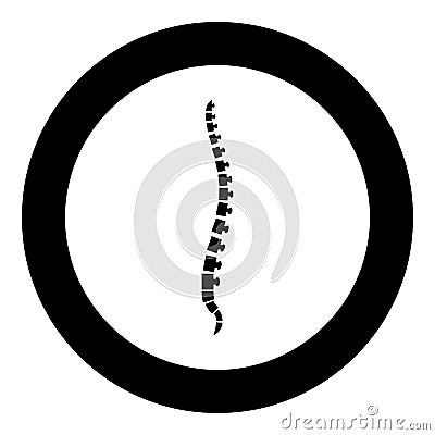 Spine human Spinal Lateral view Vertebras Dorsal vertebrae icon in circle round black color vector illustration flat style image Vector Illustration