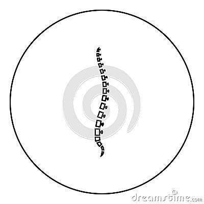 Spine human Spinal Lateral view Vertebras Dorsal vertebrae icon in circle round outline black color vector illustration flat Vector Illustration